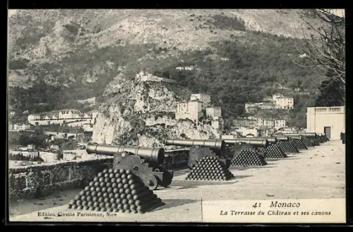 AK Monaco, La Terrasse du Château et ses canons