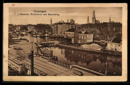 AK Groningen, Panorama Westerhaven met Basculebrug