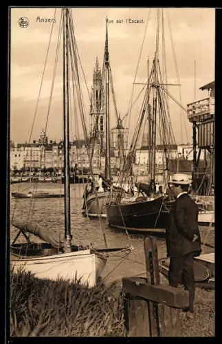 AK Anvers, Vue sur l`Escaut