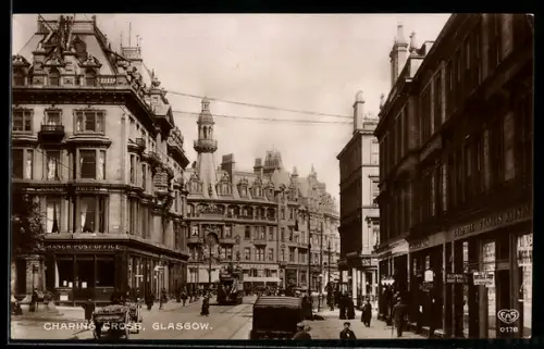 AK Glasgow, Charing Cross, Strassenszene
