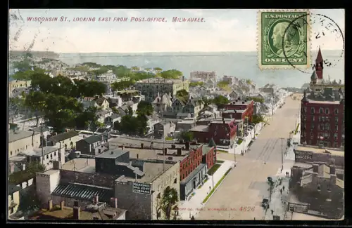 AK Milwaukee, WI, Wisconsin St., Looking East from Post-Office