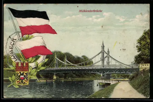 AK Lübeck, Mühlentorbrücke, Wappen