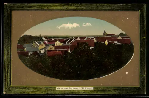 AK Berlstedt i. Thüringen, Panorama der Ortschaft mit Kirche