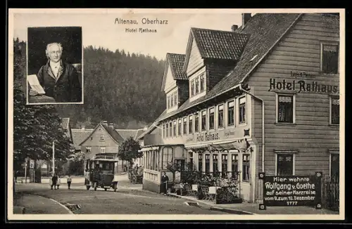 AK Altenau /Oberharz, Hotel Rathaus, Goethe