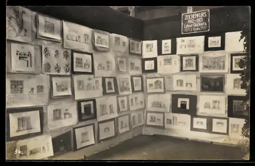 AK Ausstellung der Werke aus dem Zeichenkurs von Lehrer Guckert & L. Grohns, 1912-1913