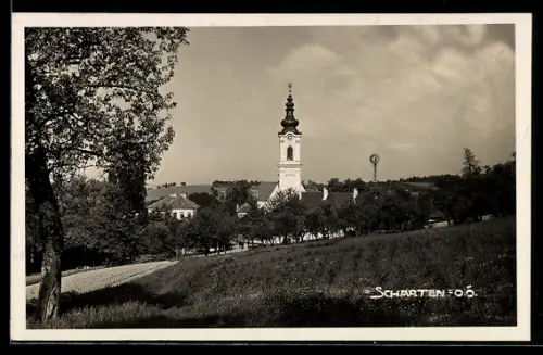 AK Scharten /O.Ö., Panorama mit Kirche
