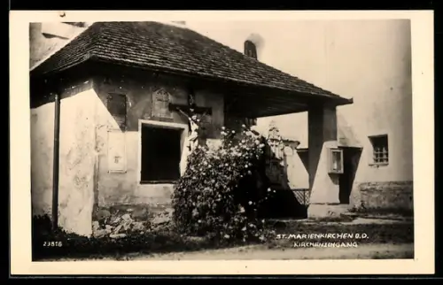 AK St. Marienkirchen /O. D., Kircheningang