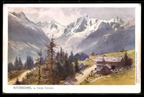Künstler-AK Edward Harrison Compton: Kitzbühel, Partie am Pass Thurn