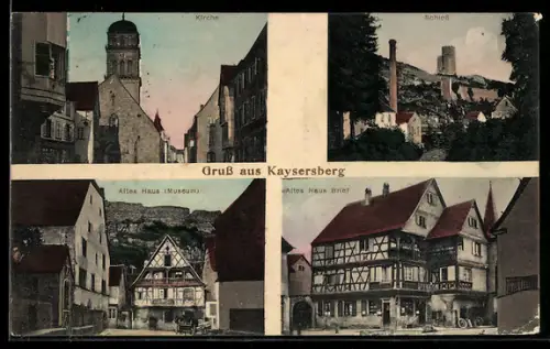 AK Kaysersberg, Kirche, Schloss, Altes Haus Brief