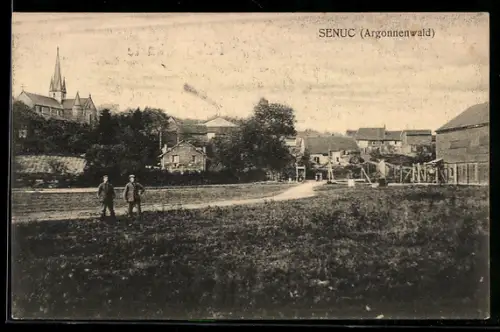 AK Senuc i. Argonnenwald, Ortsansicht mit Kirche