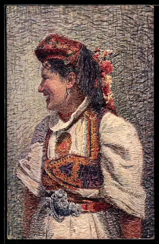AK Frau in Tracht aus Bosnien und Hercegovina