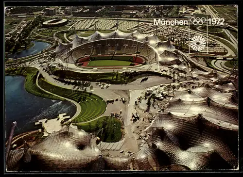 AK München, Das Olympiastadion aus der Vogelschau