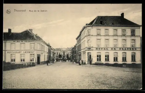 AK Thourout, Rue de la Station, Strassenpartie