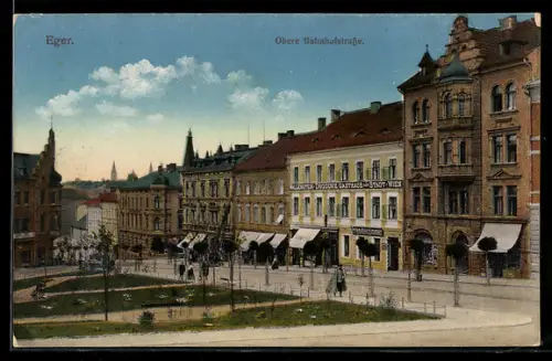 AK Eger, Gasthaus zur Stadt Wien in der oberen Bahnhofstrasse