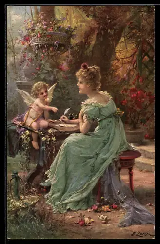 Künstler-AK Hans Zatzka: Inspiration, Amor