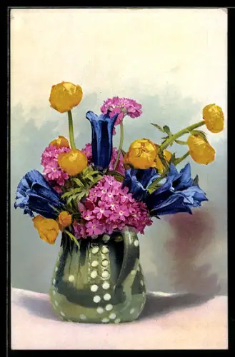 AK Photochromie NR 851: Alpenblumen in einer Vase