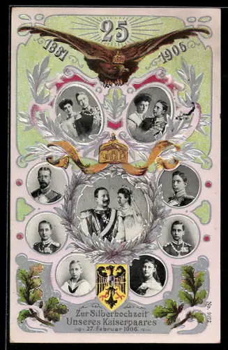 AK Zur Silberhochzeit Unseres Kaiserpaares 1906, Reichsadler
