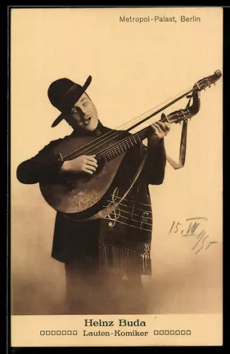 AK Berlin, Metropol-Palast, Lauten-Komiker Heinz Buda mit seinem Instrument