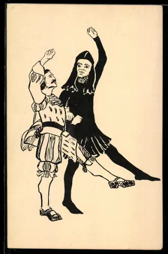 AK Leipzig, Kriegsnotspende, Deutsche Volksspiele des Mittelalters, Tänzer, Kriegshilfe