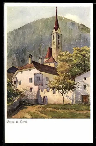 AK Vahrn in Tirol, Blick zum Kirchturm, Deutscher Schulverein