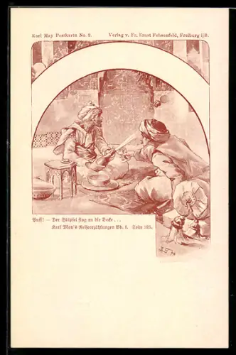 AK Karl May`s Reiseerzählungen Bd. 1, S. 525, Korken schiesst aus einer Flasche