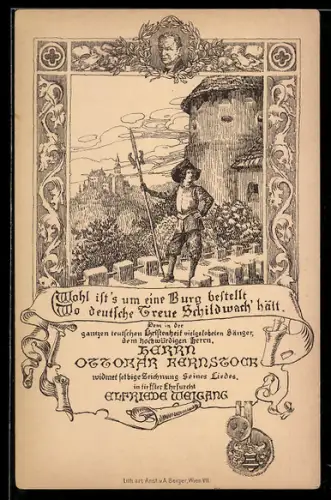 AK Wohl ist`s um eine Burg bestellt wo deutsche Treue Schildwacht hält, Ottokar Kernstock