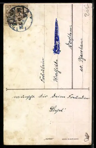 Lithographie Mädchen mit Geldscheinen