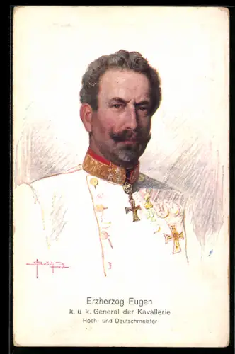 Künstler-AK Erzherzog Eugen, Kommandant der Balkanstreitkräfte