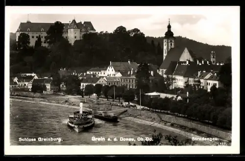 AK Grein a. d. Donau, Schloss Greinburg mit Kirche