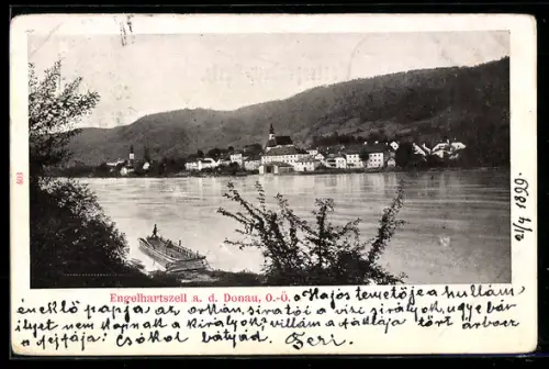 AK Engelhartszell a. d. Donau, Ortsansicht über den Fluss