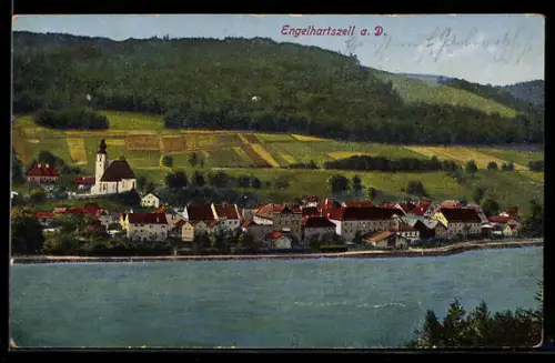 AK Engelhartszell a. D., Teilansicht mit Kirche