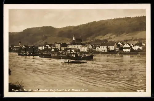 AK Engelhartszell a. d. Donau, Teilansicht mit Kloster Engelszell