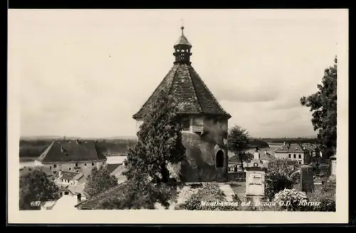 Foto-AK Mauthausen a. d. Donau, Partie am Friedhof