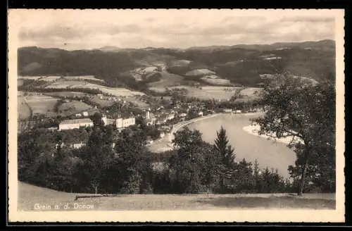 AK Grein a. d. Donau, Teilansicht mit Schloss