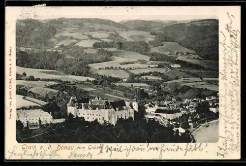 AK Grein a. d. Donau, Teilansicht mit Schloss vom Gobel