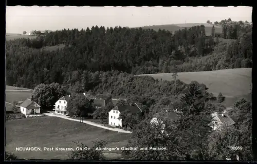 AK Neuaigen, Gasthof und Pension Aichinger aus der Vogelschau