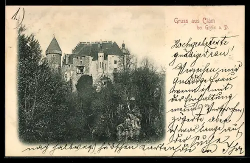 AK Clam, Blick nach der Burg