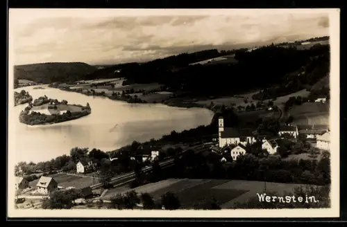 AK Wernstein, Uferpartie mit Kirche