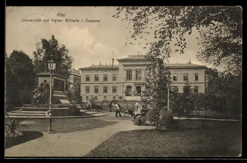 AK Kiel, Universität, Kaiser Wilhelm I. Denkmal