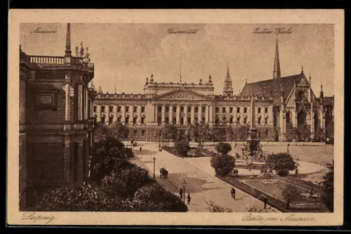 AK Leipzig, Museum, Universität, Pauliner Kirche, Platz am Augustusplatz