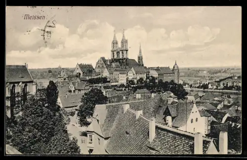 AK Meissen, Blick auf Albrechtsburg und Dom