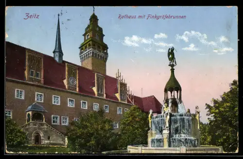 AK Zeitz, Rathaus mit Finkgräfebrunnen