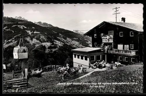 AK Zell am Ziller, Grindl Alm, Gasthof Enzian-Sepp mit eigenem Seilbahnbetrieb