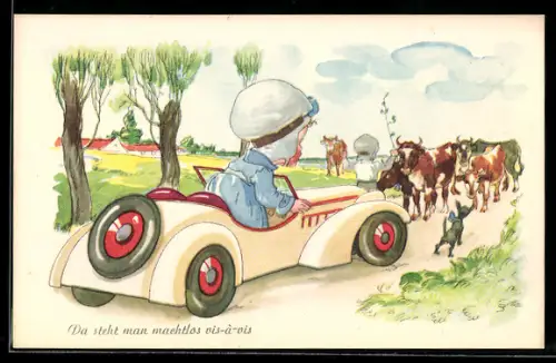 AK Einem Autofahrer kommt eine Rinderherde entgegen