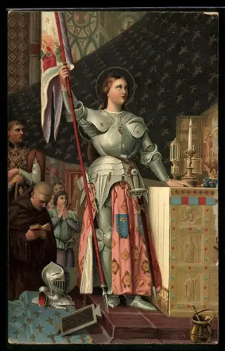 AK Die Jungfrau von Orleans, Jeanne d`Arc / Johanna von Orleans bei der Salbung Karls VII.