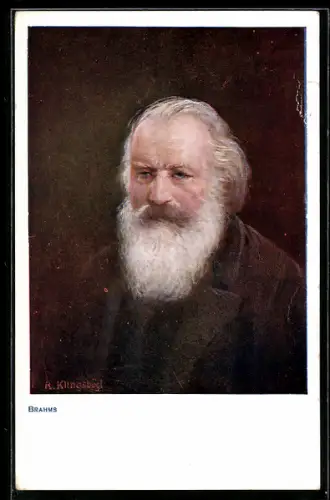 AK Brahms, Portrait mit weissem Vollbart