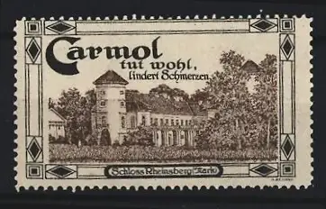 Reklamemarke Carmol lindert Schmerzen, Schloss Rheinsberg