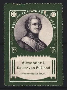 Reklamemarke Portrait Alexander I. Zar von Russland