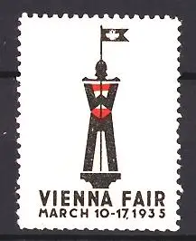 Reklamemarke Wien, Vienna Fair 1935, Standarte und Ritterfigur