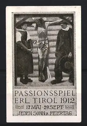 Reklamemarke Erl / Tirol, Passionsspiel 1912, Kreuzigungsszene
